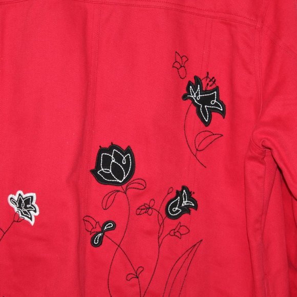 The Quacker Factory Embroidered Denim Jacket Women Large - Picture 10 of 10